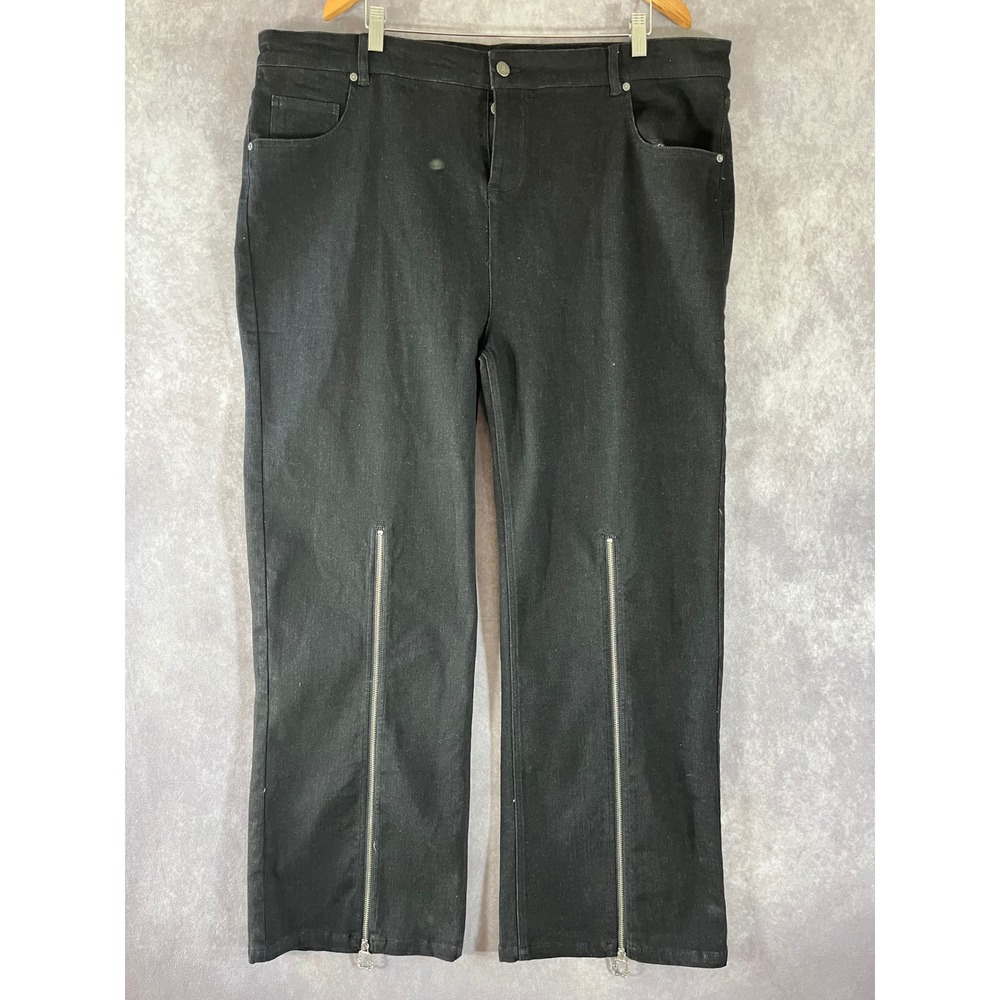 Teddy Fresh Front Zip‎ Denim Pants Mens 40 Black Punk Streetwear Zippers NWOT
